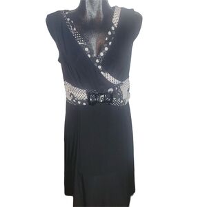 Bali Black Sleeveless Dress with White  Accent 12
